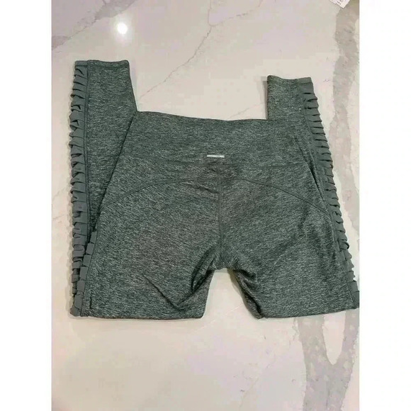 Aerie Leggings Women's Large Green Ruched Mesh Pull On Stretch Chill Play Move - Picture 7 of 9